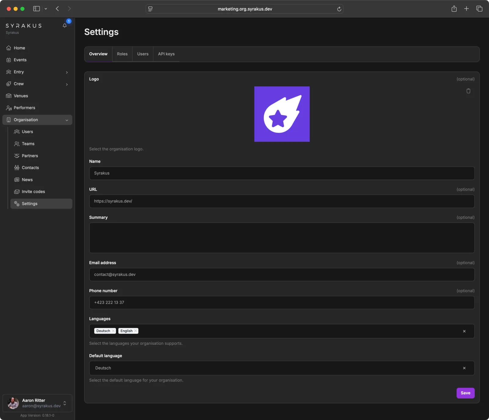 Organisation Overview